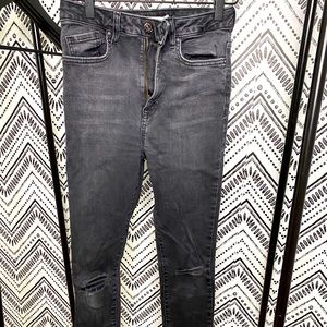 Super skinny jeans black/charcoal distressed knee